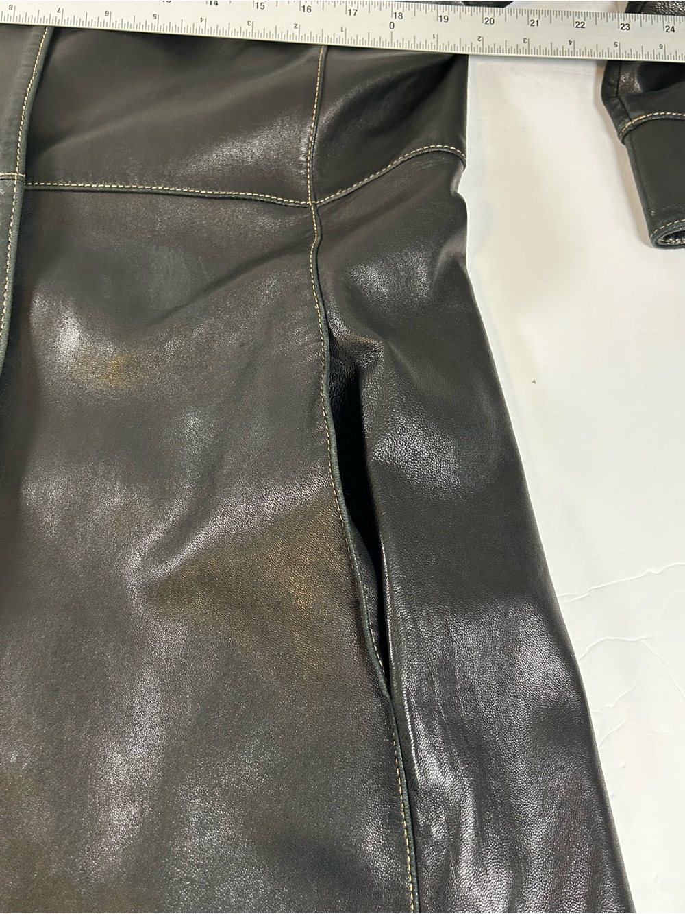 Talbots Black Genuine Leather Button-Front Women's Coat - Picture 7 of 13